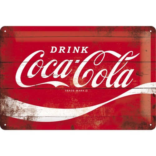 Nostalgic Μεταλλικός πίνακας Coca-Cola - Logo Red Wave 20X30