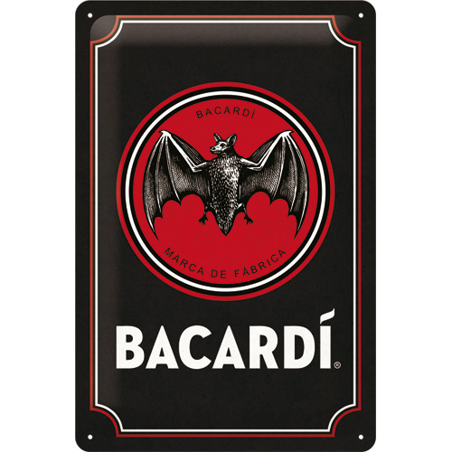 Nostalgic Μεταλλικός πίνακας 20x30 εκ. Bacardi - Logo Black