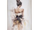 Πίνακας καμβάς Belle Epogue Woman με σαμπανί κορνίζα 80Χ120εκ.
