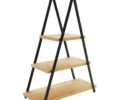 Πλατώ σερβιρίσματος τριόροφο bamboo με μεταλλική βάση 38 x 15 x 53