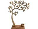 Tree Κηροπήγιο για Ρεσώ Ξύλινο σε Χρυσό Χρώμα 28x37εκ.