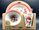 LITTLE GIRL παιδικό σετ φαγητού 5τμχ από bamboo 28X11X25εκ.