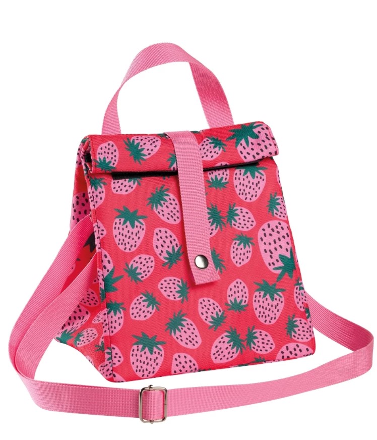 Τσάντα φαγητού  BAGGY 251 ρόζ με φράουλες 21X24X16 100% POLYESTER