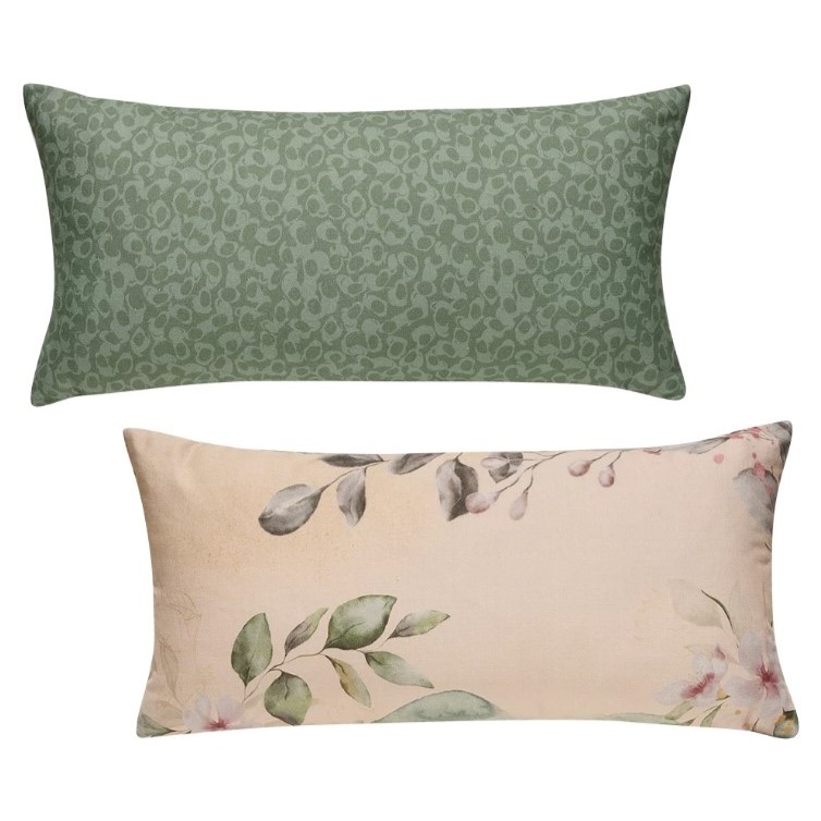 Διακοσμητικό μαξιλάρι με γέμισμα 30Χ60 S25 09 pudre pink- green 60% βαμβάκι 40% polyester
