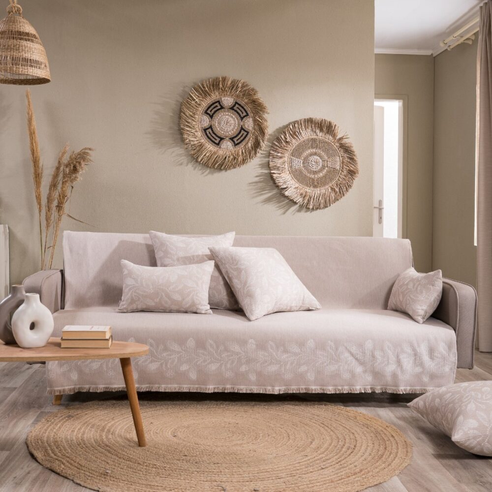 Padova 01 Ριχτάρι διθέσιου καναπέ μπεζ 180X250 75% cotton 25% polyester