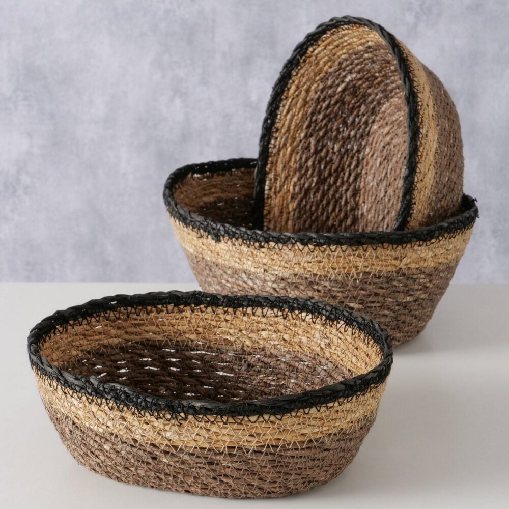 Καλάθι πλεκτό οβάλ bamboo 16X24X8