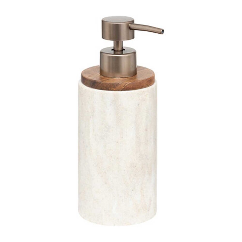 COME dispenser polyresin  και ξύλο μπεζ 7.1 x 7.1 x 19.3 με bronze αντλία