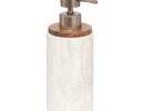 COME dispenser polyresin  και ξύλο μπεζ 7.1 x 7.1 x 19.3 με bronze αντλία