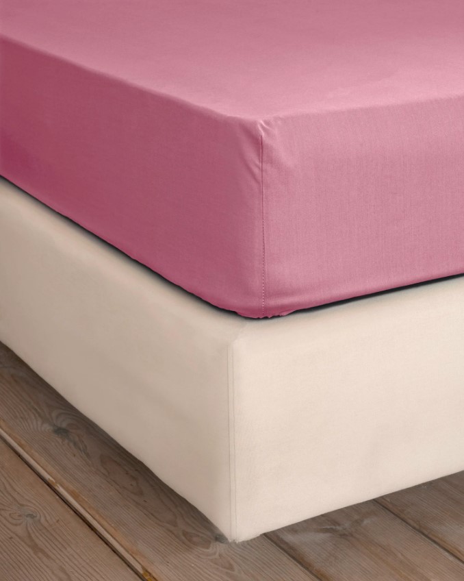 Σεντόνι Unicolors υπέρδιπλο με λάστιχο 165Χ205+35 ″Apple Pink” 100% βαμβάκι