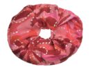 Scrunchie κοκαλάκι για τα μαλλιά  κόκκινο φούξια χρώμα και χρυσές λεπτομέρειες 8Χ2