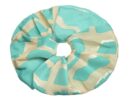 Scrunchie κοκαλάκι για τα μαλλιά τιρκουάζ μπέζ χρώμα και χρυσές λεπτομέρειες 8Χ2