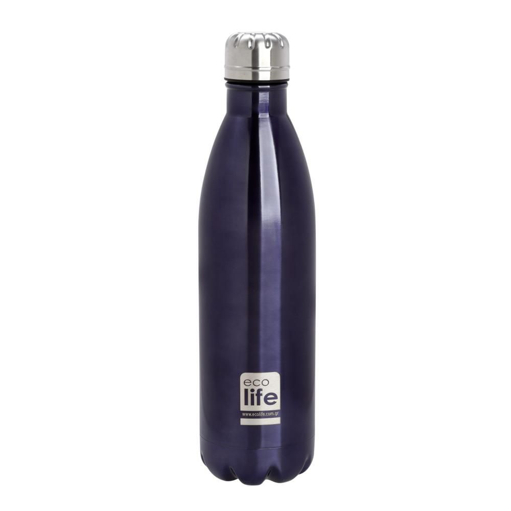 Μεταλλικό μπουκάλι θερμός μώβ ατσάλι 18/8 750ml.