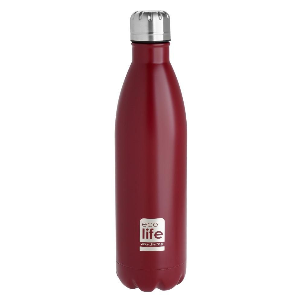 Μπουκάλι θερμός κόκκινο ατσάλι 18/8 750ml.