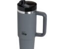 Junior Grey μεταλλικό ποτήρι θερμός με καλαμάκι 900ml