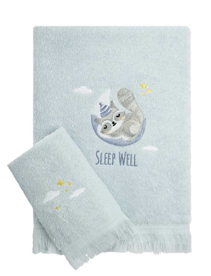 Σετ/2  Πετσέτες Sleepy racoon 100% Cotton, 400 gsm 1*30X50 1*70X140