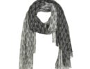 Φουλάρι παρεό μαύρο με λευκά φύλλα 100Χ180 100% cotton