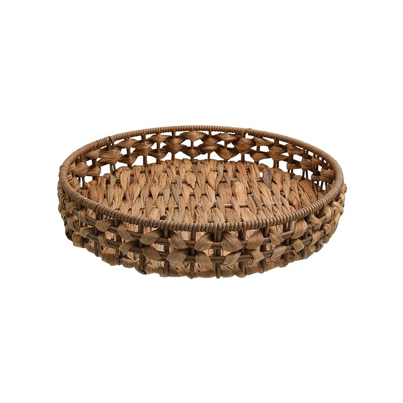 Διακοσμητικός ψάθινος δίσκος boho σε φυσικό χρώμα Φ34Χ6εκ.